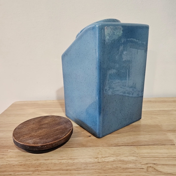 Vintage Blue Speckled Large Ceramic Kitchen Canister - Picture 6 of 13